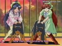 Cute anime zoophilia girl getting fucked by two dogs